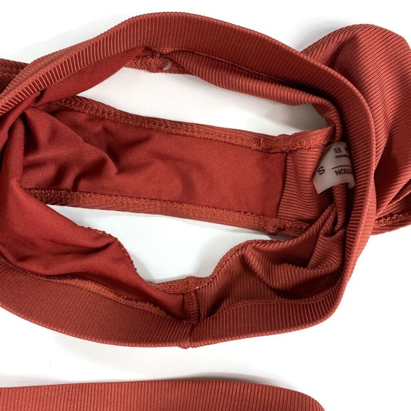 Matte Collection Swimwear Orion Burgundy/Brown Ribbed 2 Piece Set - Picture 10 of 12